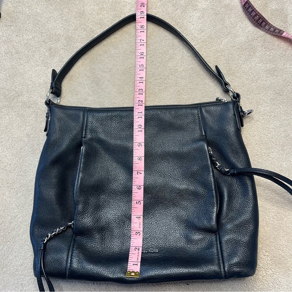 Michael Kors Corinne Black Pebbled Leather Tassel Large Boho Shoulder Bag - Picture 9 of 10